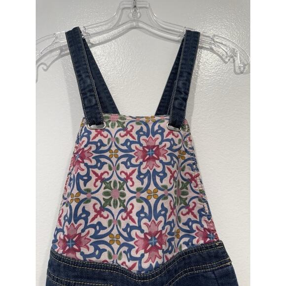 Benetton Jeans Girls Overalls Size XL 10 11 Years Wide Leg Patchwork Party Boho - Picture 2 of 9